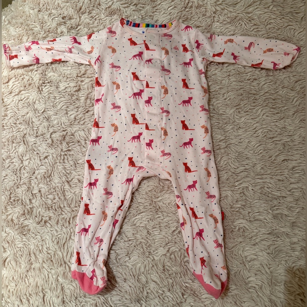 Magnetic me footed pajama leopard print